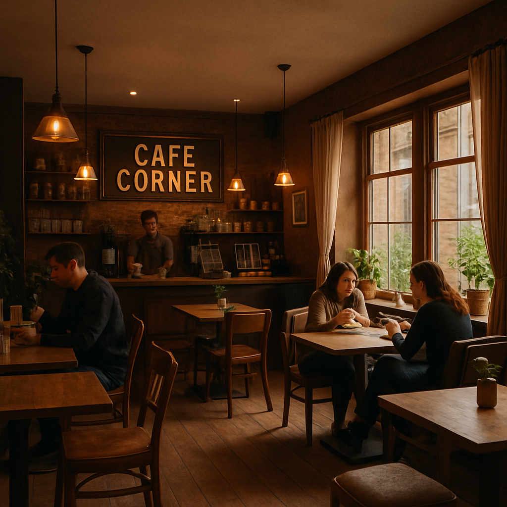 “Welcome to Cozy Cafe Corner – where coffee meets calm.”

